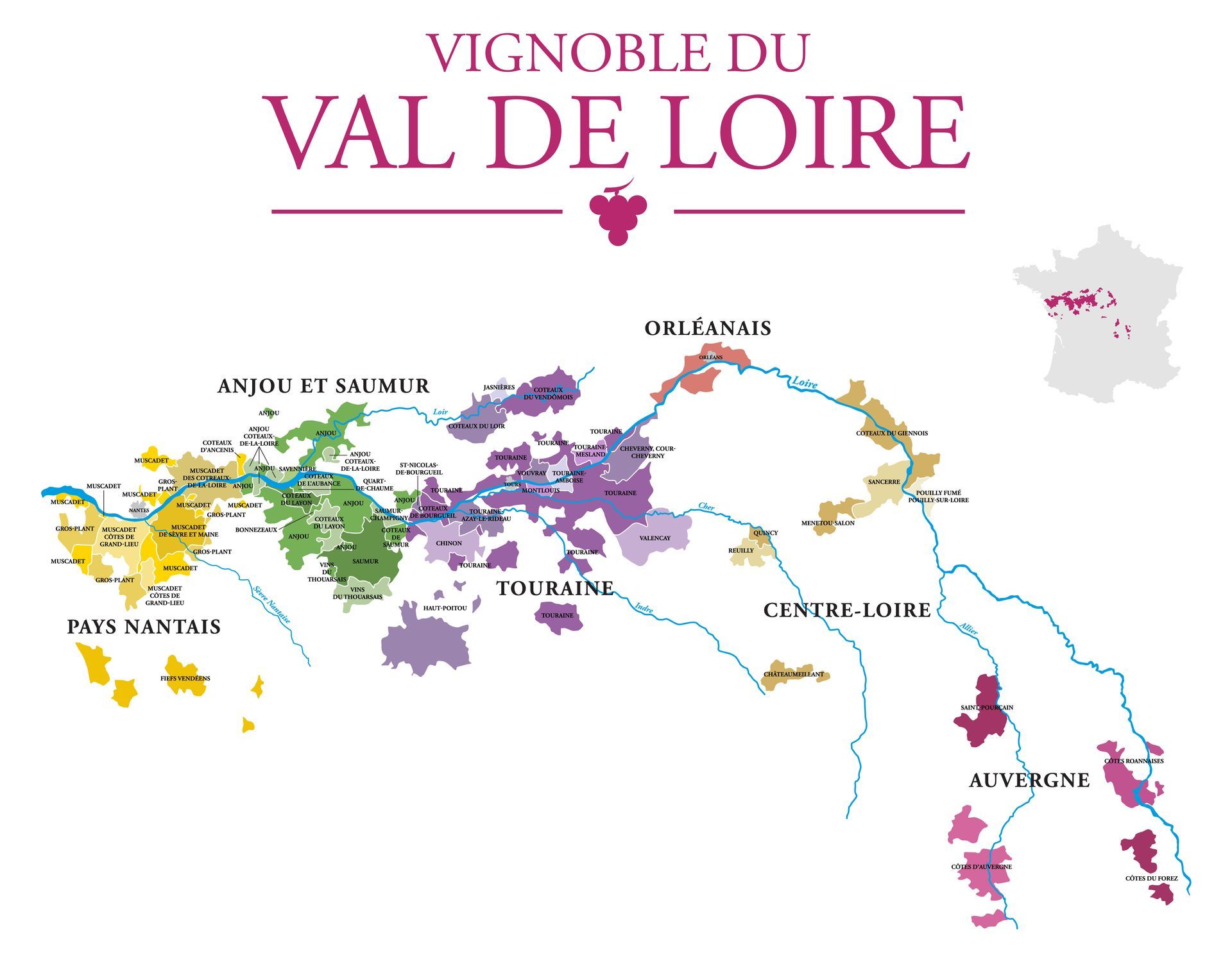  Carte des vignobles du Val de Loire