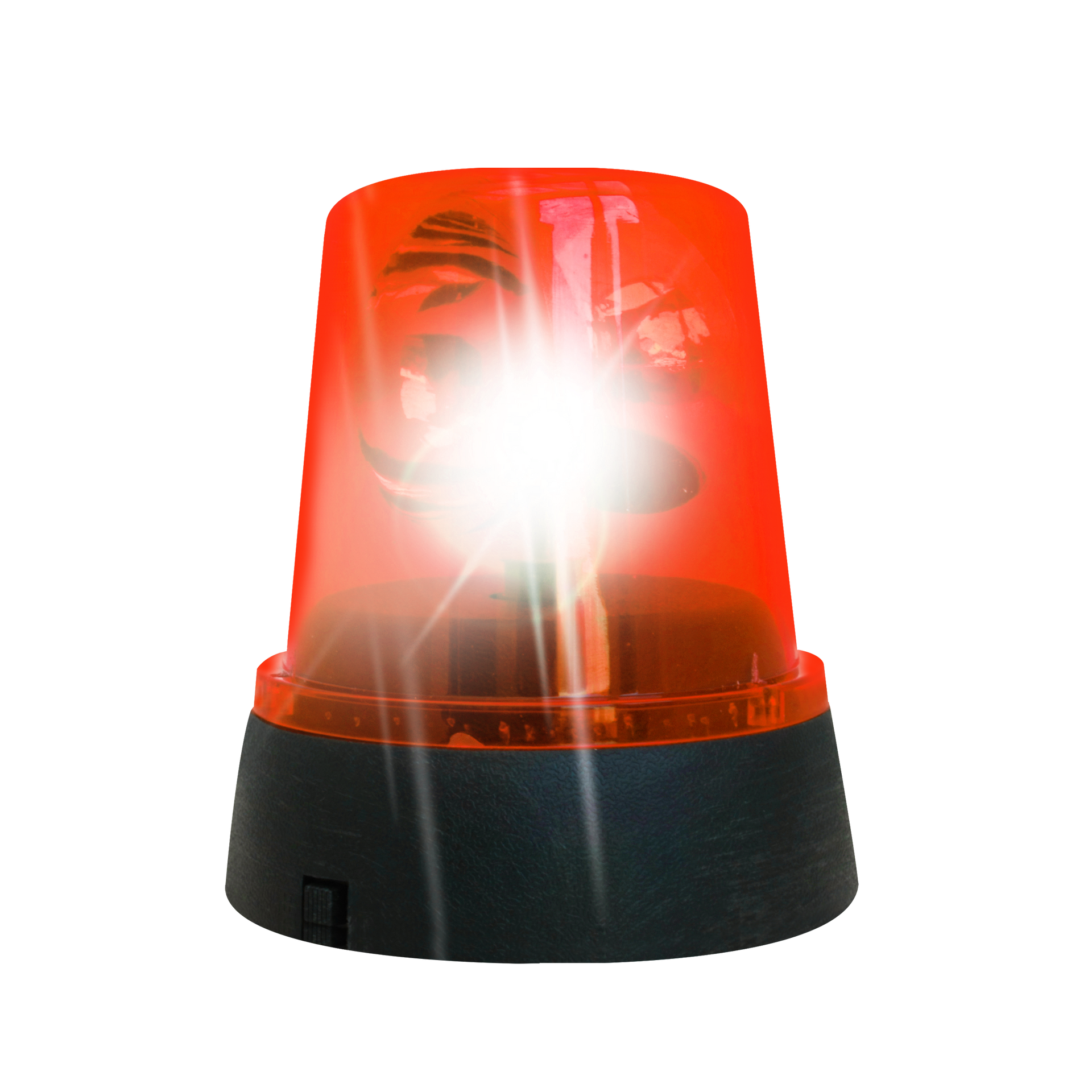 Gyrophare avec lumière stroboscopique d'urgence rouge et noire, brillante.