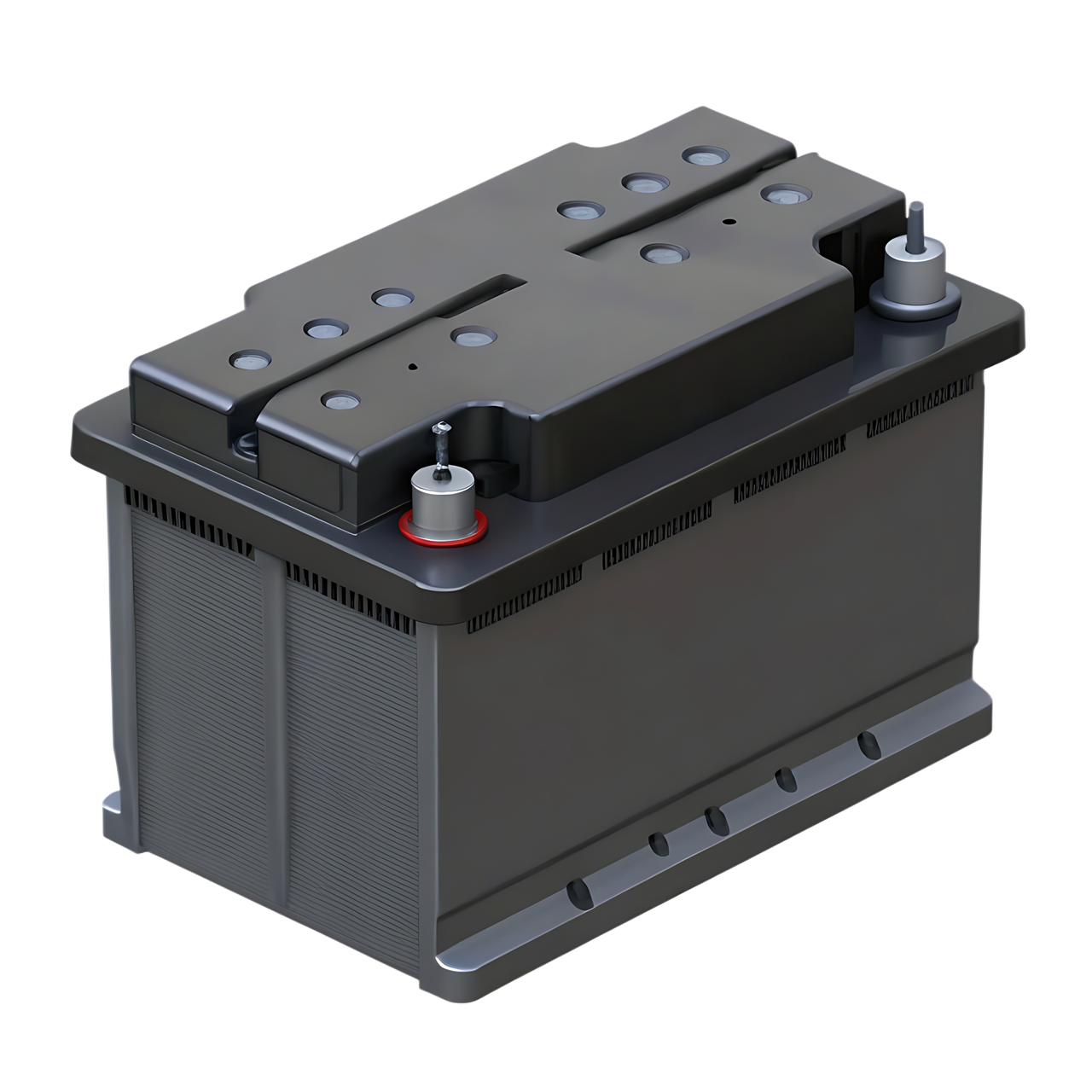 Batterie de voiture noire à deux bornes.