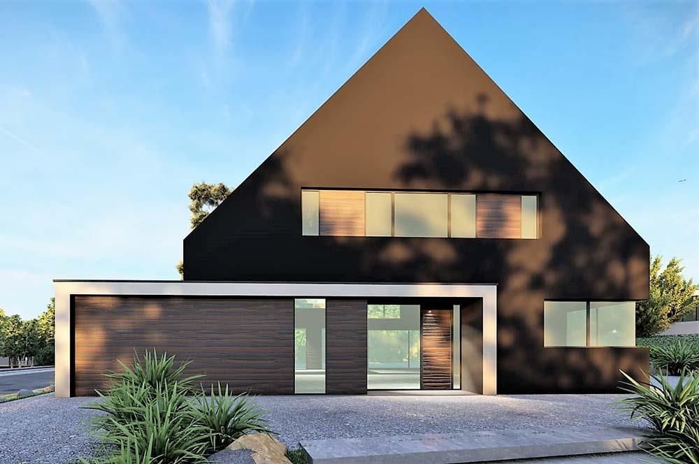 Eine Darstellung eines Hauses mit einem dreieckigen Dach