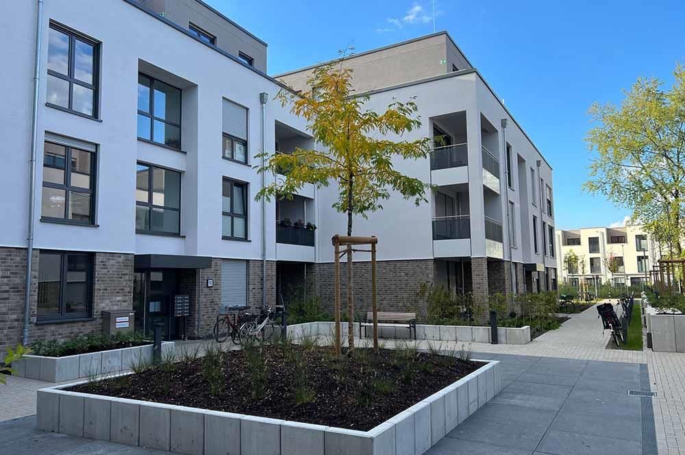 Ein weißes Gebäude mit einem Baum davor