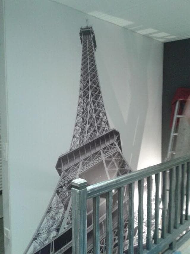 MT Peintures : décor parisien sur un mur tendu new mat