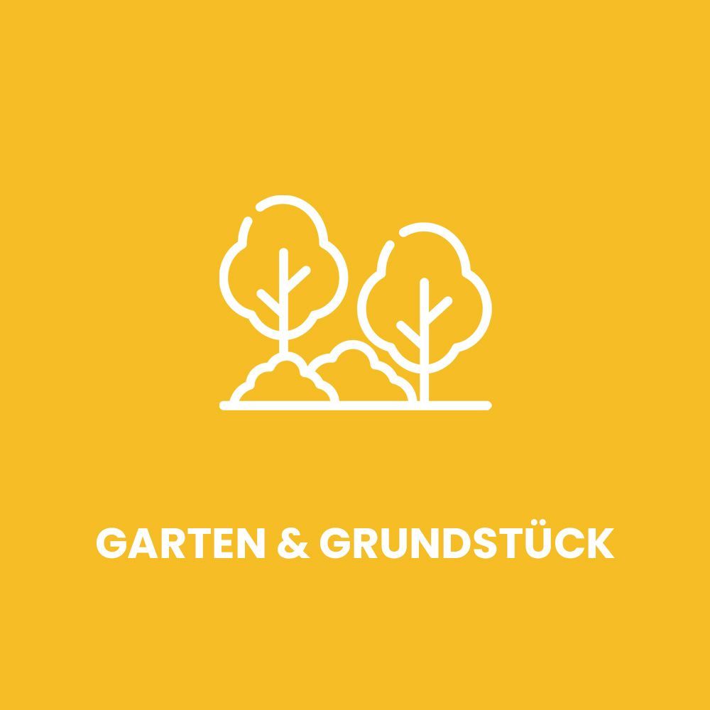 Ein weißes Liniensymbol mit zwei Bäumen auf gelbem Hintergrund.