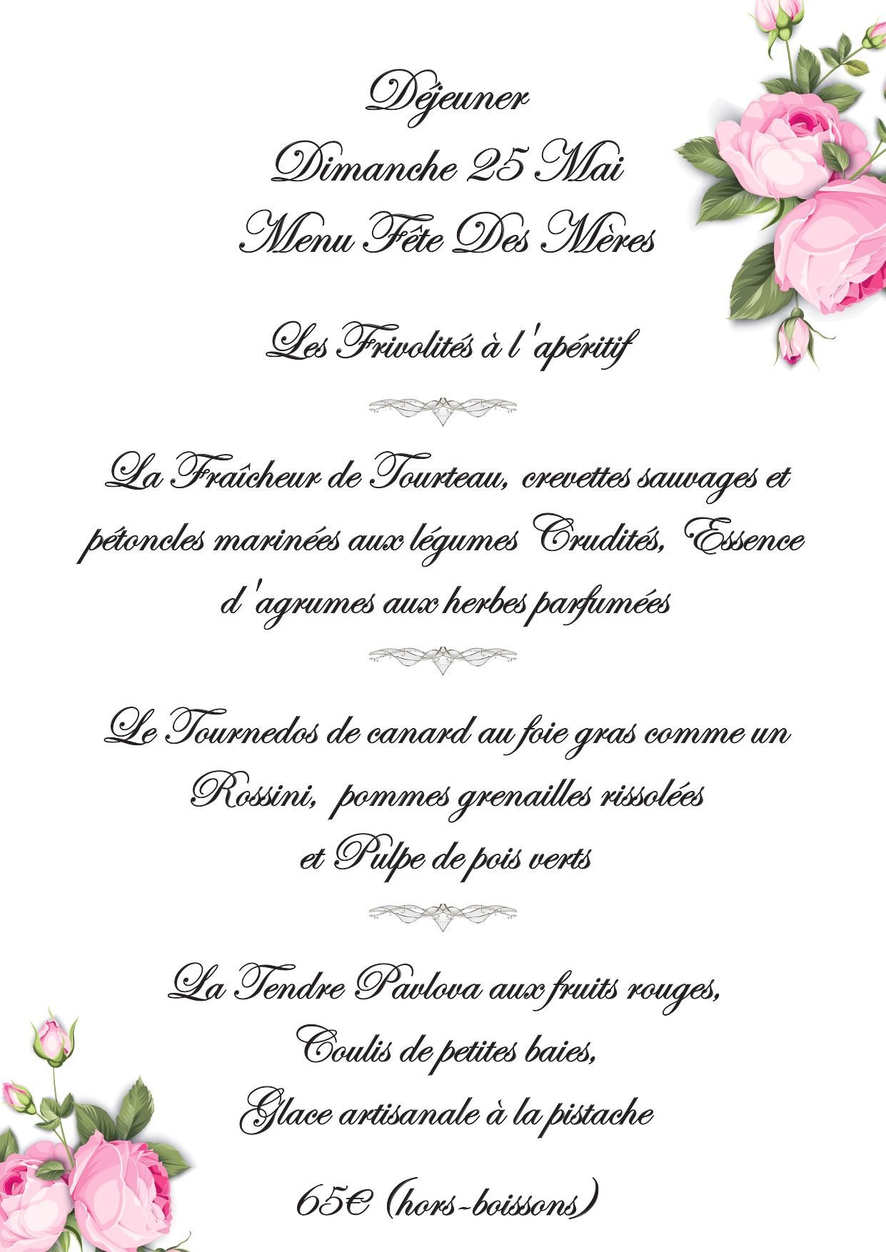 Menu des fêtes