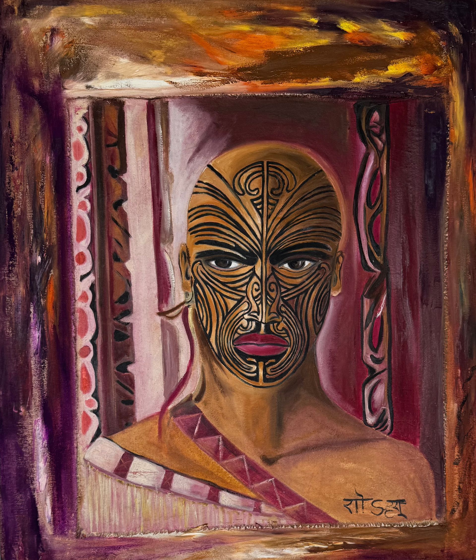 Portrait d'un visage tatoué