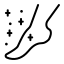 Un dibujo en blanco y negro de un pie con estrellas en él.