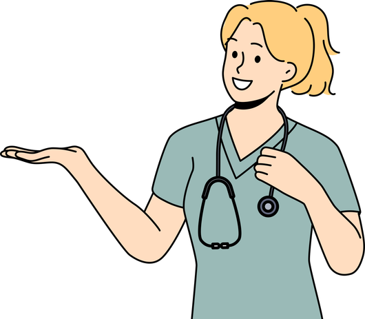 Dessin d'une infirmière avec la main tendue