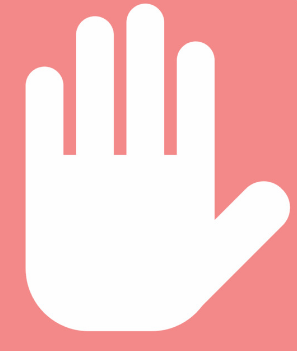 Un icono de mano blanca sobre un fondo rosa