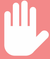 Un icono de mano blanca sobre un fondo rosa