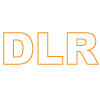 Lettres DLR à contour orange sur fond blanc