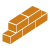 Icône de mur en briques orange avec une petite brique détachée