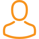 Contour orange d'une icône de profil utilisateur générique sur fond blanc