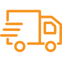 Icône de camion de livraison orange en style contour