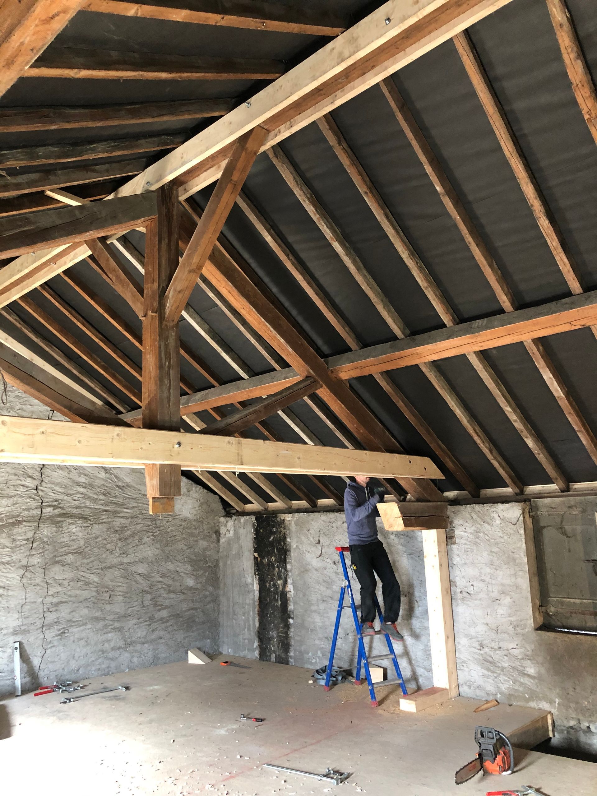 Modification de charpente pour aménagement de comble.