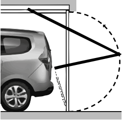 Porte basculante débordante avec rails