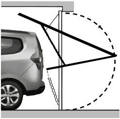 Porte basculante débordante sans rails