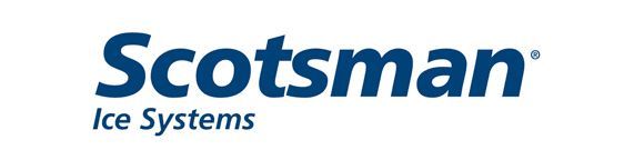 El logotipo de Scotsman Ice Systems es azul y blanco.