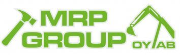 Vihre&auml; MRP Group -logo tyylitellyll&auml; nosturilla ja tekstill&auml; &rdquo;OY/AB&rdquo;