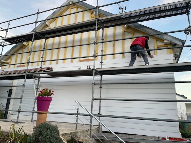 Travaux de façade avec échafaudage