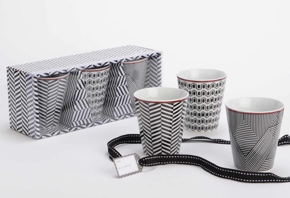 coffret de 3 mugs design géométrique 