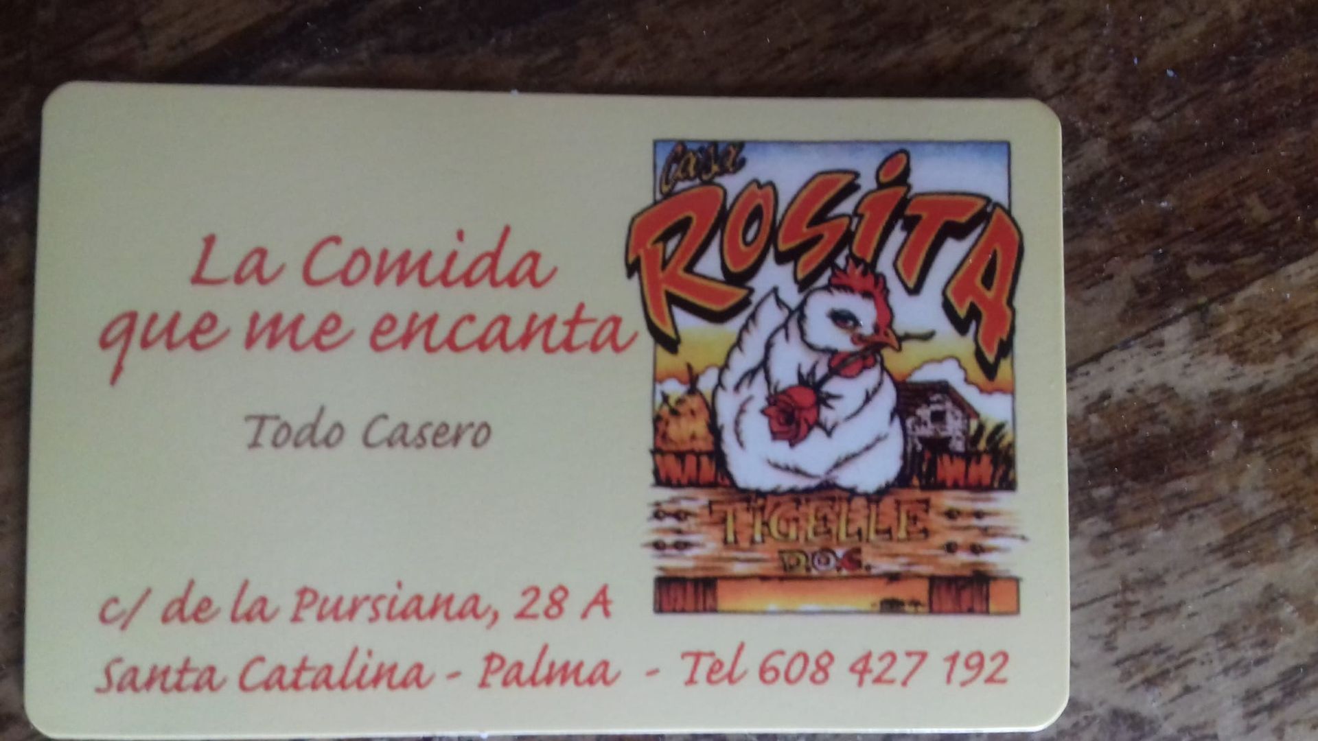 Una tarjeta de presentación que dice Rosita.