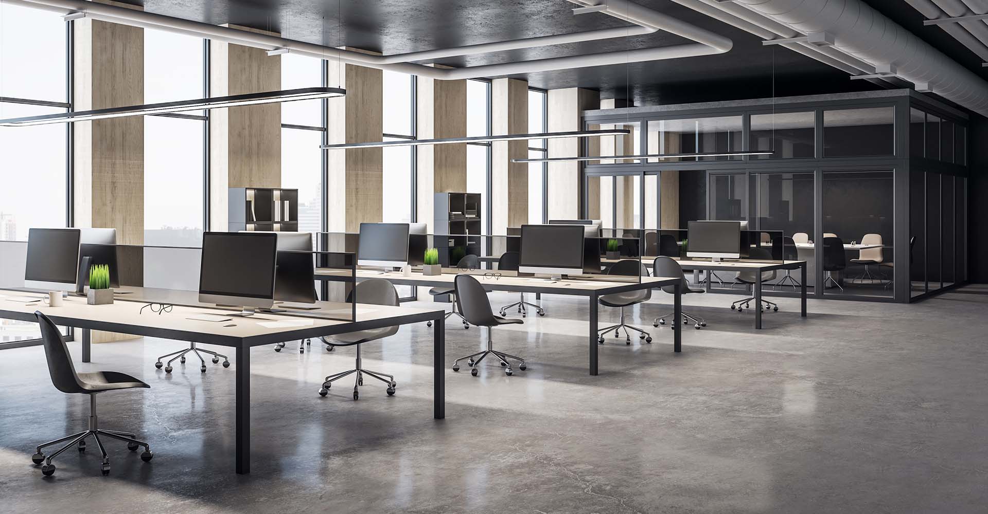 Bureaux en open space d'une société
