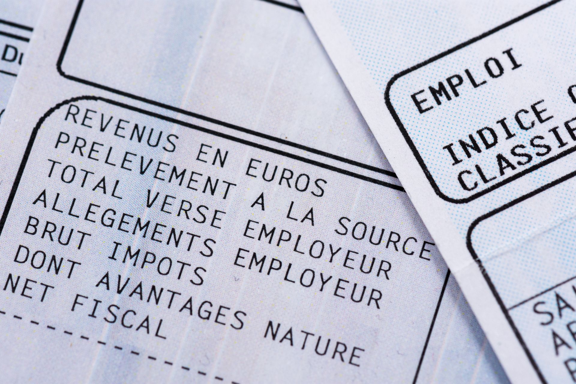 Bulletins de paie français.