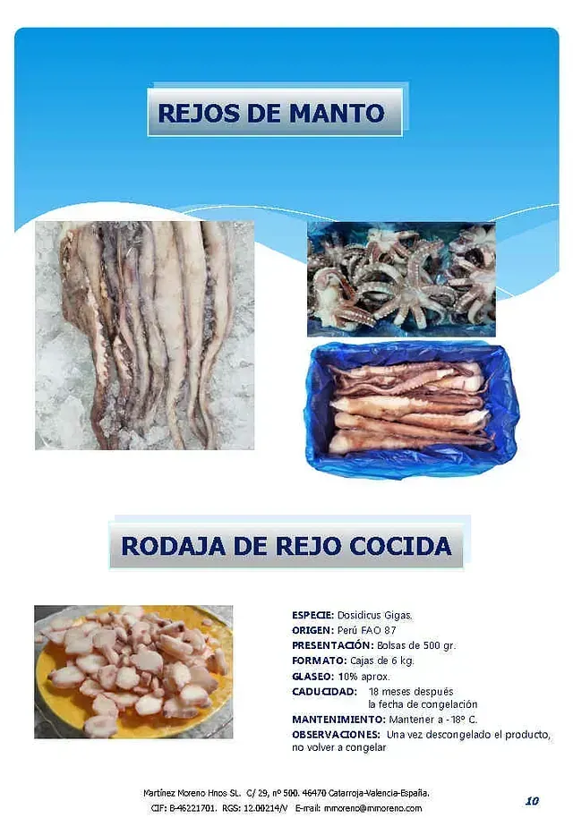 A flyer for rejos de manto and rodaja de rejo cocida