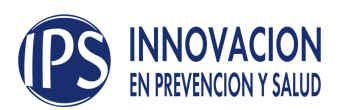 The logo for ips innovacion en prevencion y salud is blue and white.