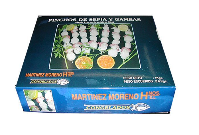 A box of martinez moreno hp pinchos de sepia y gambas