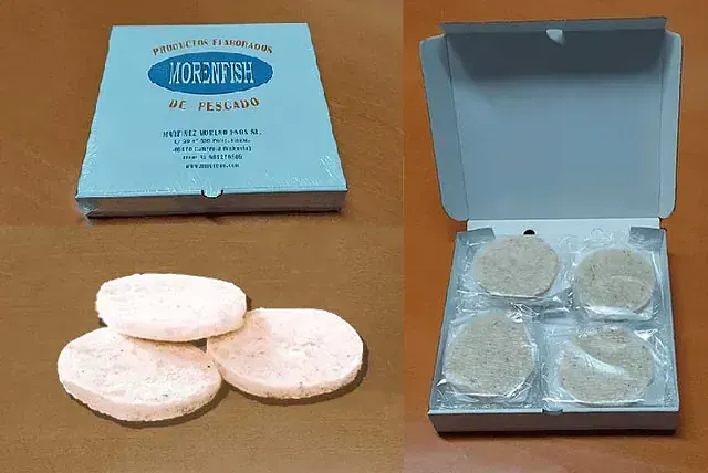 Una caja de hamburguesas congeladas junto a una caja de hamburguesas congeladas