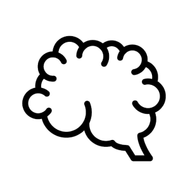 Contorno negro de un icono de cerebro humano sobre fondo blanco