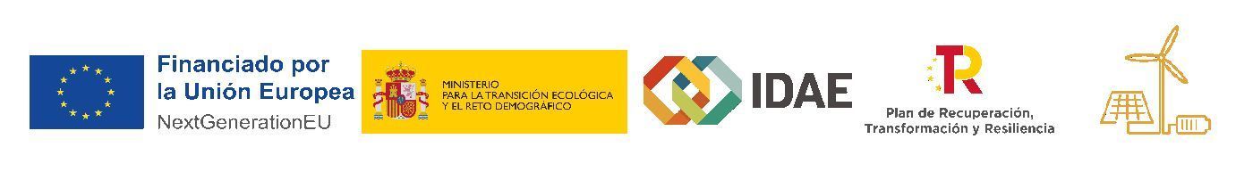 Logos de instituciones y patrocinadores alineados sobre fondo blanco, incluyendo IDAE y el Gobierno de España.