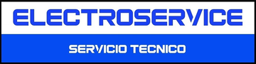 Logotipo de Electroservice en azul y blanco con una banda debajo que dice &laquo;SERVICIO TECNICO&raquo;