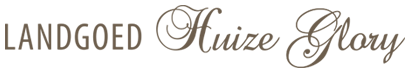 The logo text "LANDGOED Huize Glory" in a mix of sans-serif and elegant script fonts.