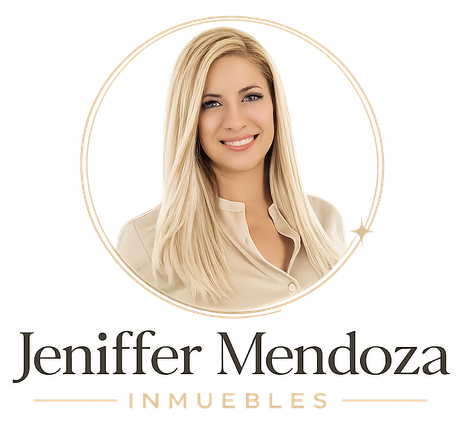 Logotipo de Jeniffer Mendoza Inmuebles que muestra el primer plano de una mujer