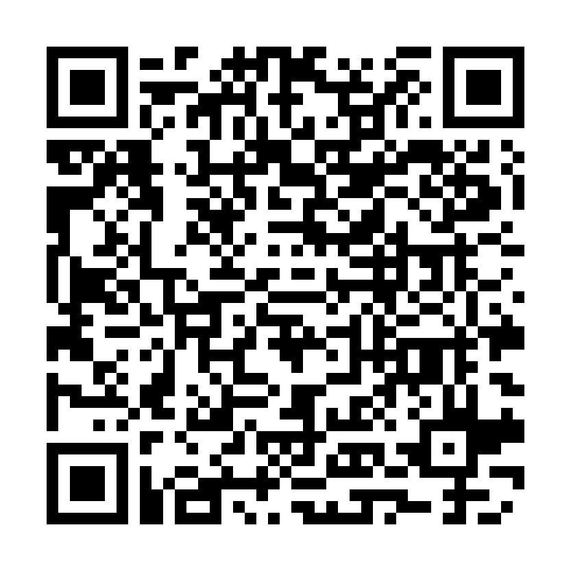 Un código QR en blanco y negro sobre un fondo blanco.