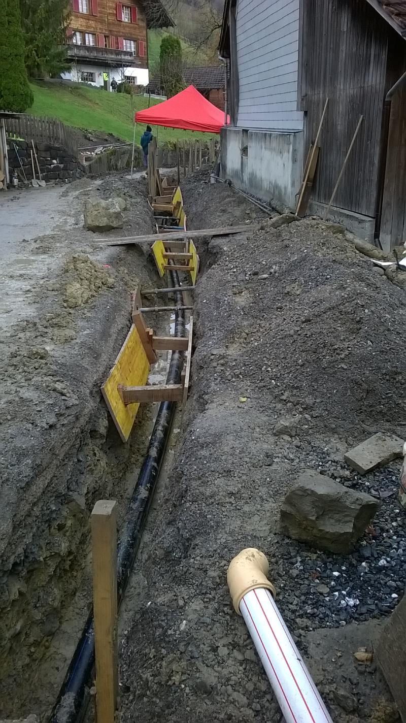 Hartmeyer AG – Wasser-Wärme-Gas – ein Graben mit Stützen