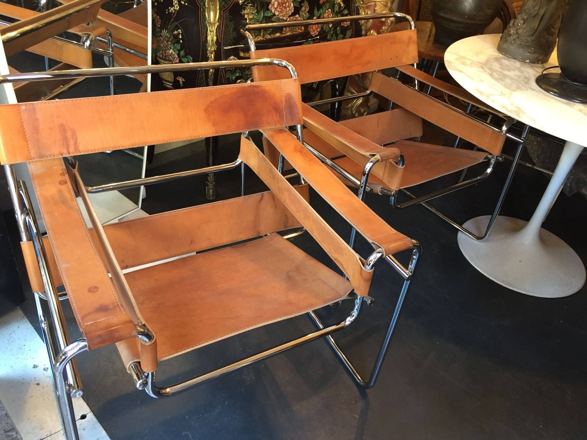 Chaises et fauteuils vintage avec assise cuir
