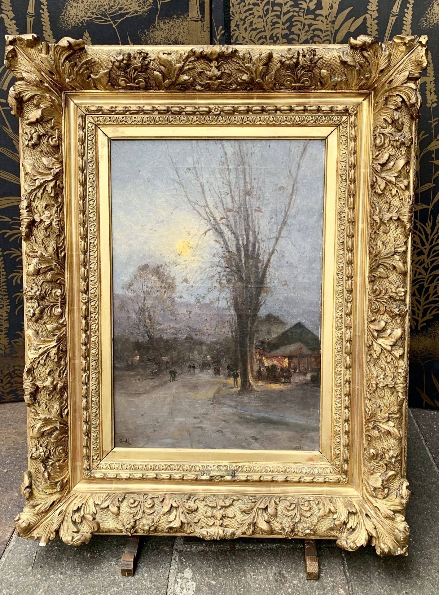 Tableau de décoration avec ornement et cadre doré