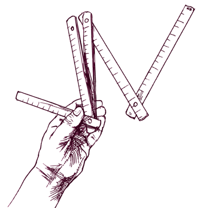 Illustration d'une main tenant une règle pliante.