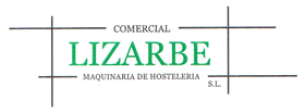 Un logotipo verde y blanco para maquinaria de catering Lizarbe.