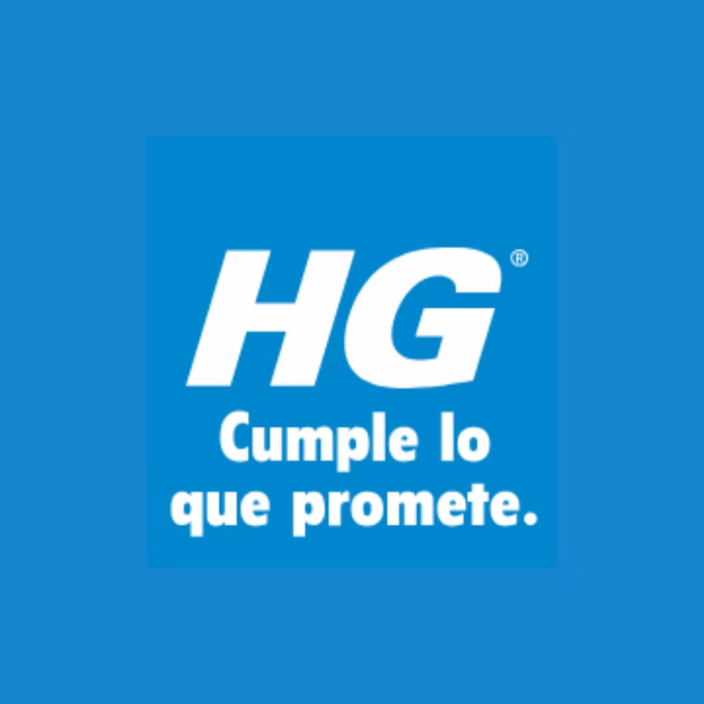 Logotipo de HG sobre fondo azul con el eslogan “Cumple lo que promete”.