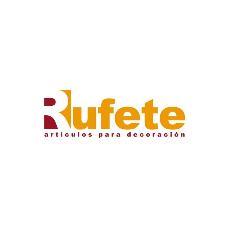 Logotipo de Rufete en naranja y burdeos con el lema