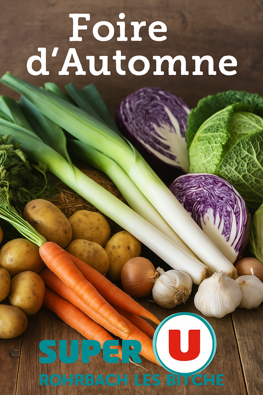 Foire d'automne, mise en situation de légumes sur une planche en bois.