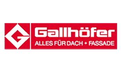 Ein rot-weißes Logo für eine Firma namens Gallhöfer