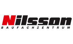 Ein schwarz-rotes Nilsson-Logo auf weißem Hintergrund