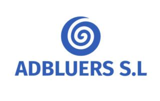 Un logotipo azul y blanco para AdBluers SL