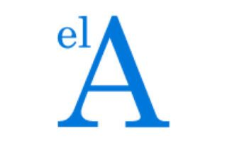 Una letra a azul está sobre un fondo blanco.