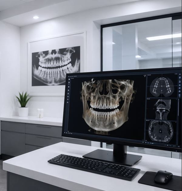 Hisopo blanco de laboratorio sobre una placa de Petri azul con un tubo en espiral en un entorno de investigación clínica.
